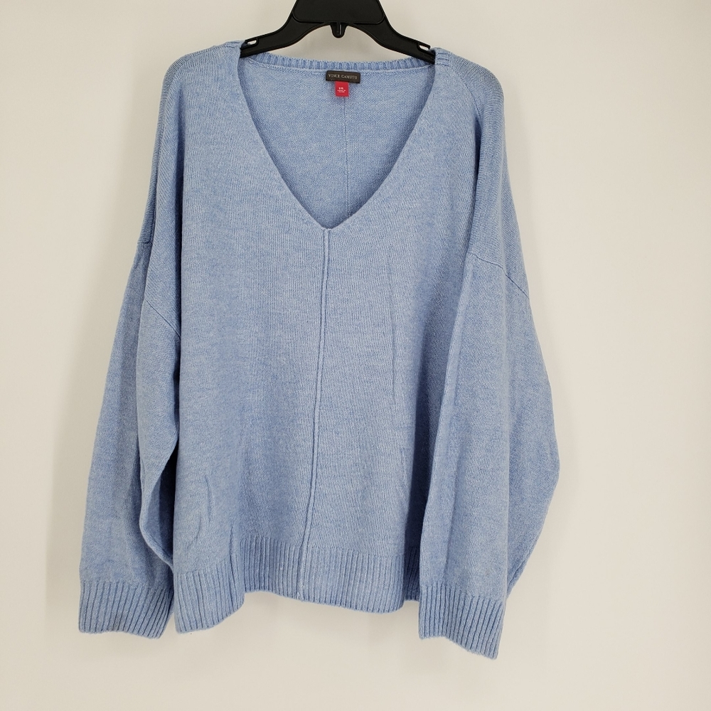 NWT Vince Camuto Marine Blue V Neck Cozy Sweater XXL